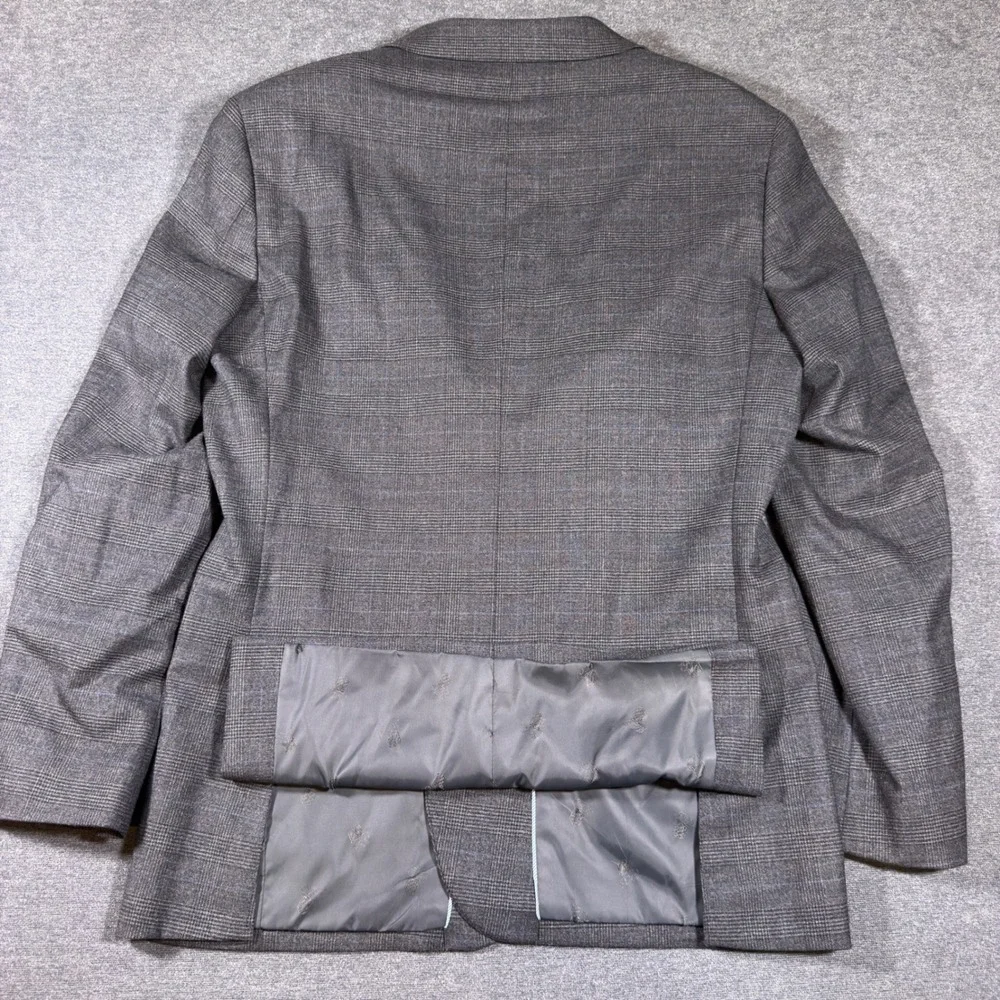 Jos. A. Bank 1905 Suit Jacket Mens 44L Grey Plaid Slim Fit Wool Blend Blazer